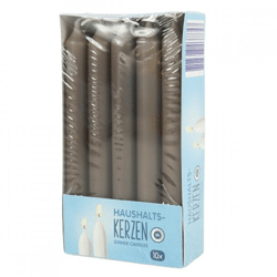 Dinner candles gray 2 x 16 cm 10 pcs.