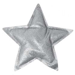Christmas pendant Star glitter metallic silver 18 cm