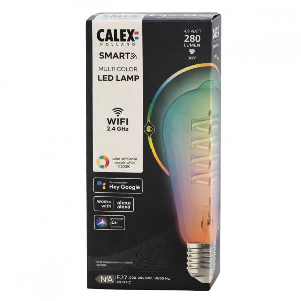 Calex Smart LED-Glühbirne mehrfarbig dimmbar E27 4,9 W