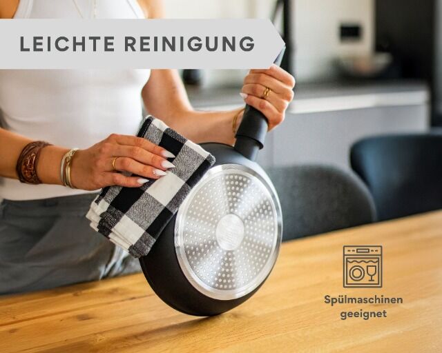 divory x Bratpfanne  – Antihaftbeschichtete Pfanne - Greblon C3, Aluminiumpfanne mit festen Griff (Dunkler Griff)