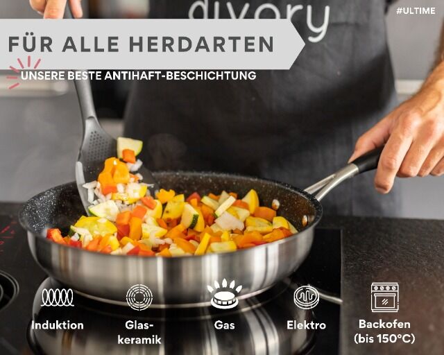 Edelstahl Pfanne 20 cm ULTIME Induktion I Antihaft beschichtete kleine Bratpfanne für alle Herdarten I Induktionspfanne (Greblon C3)