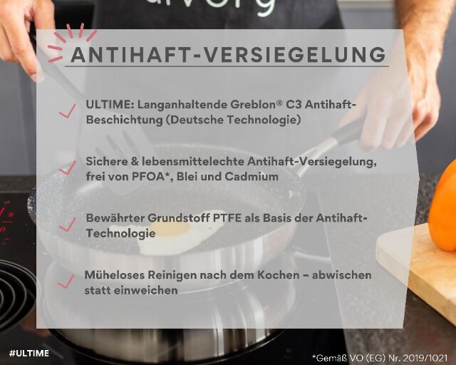 Edelstahl Pfanne 20 cm ULTIME Induktion I Antihaft beschichtete kleine Bratpfanne für alle Herdarten I Induktionspfanne (Greblon C3)