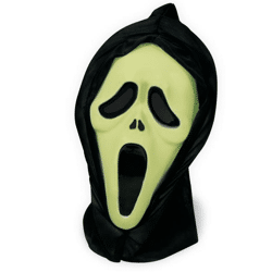 Halbmaske Geist mit Haube, nachtleuchtend - 1-teilig - Adult