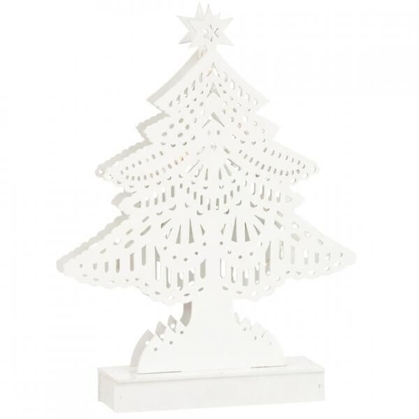 J-Line Weihnachtsbaum LED auf Batterie weiß 32,5 cm