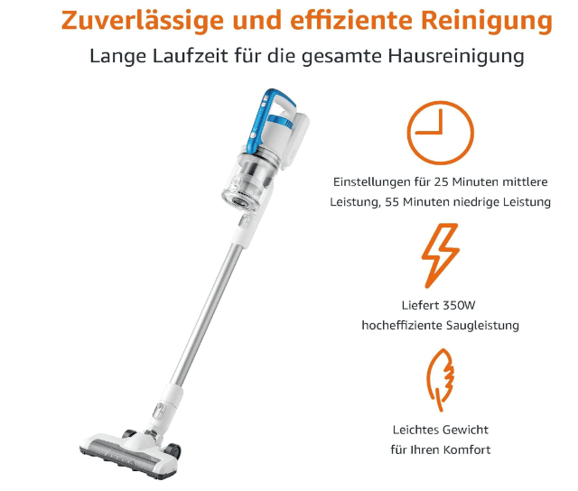 Singer SIN0516 Akku-Stabstaubsauger 22,2V – Kabelloser Staubsauger mit Brushless Motor