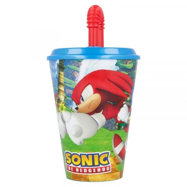 Sonic - Trinkbecher mit Deckel & Strohhalm 430 ml