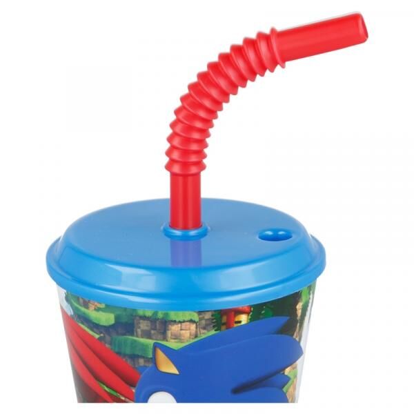 Sonic - Trinkbecher mit Deckel & Strohhalm 430 ml