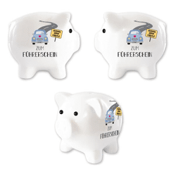 Spardose Sparschwein, Führerschein, ca.12cm