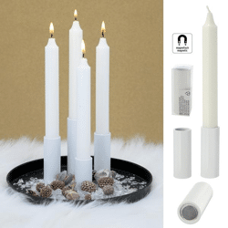 Stick candle holder with magnet, white, M, 2.8x7.5cm