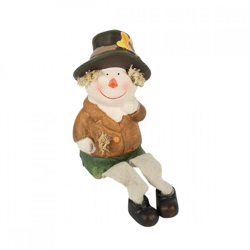 Statue Vogelscheuche sitzend Keramik 17 cm