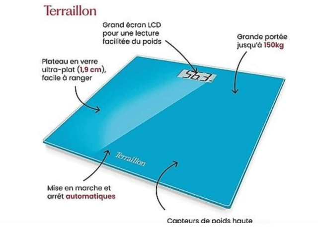 Terraillon TX 1500 Personenwaage Blau – Digitale Körperwaage für präzise Gewichtskontrolle