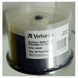Verbatim DVD-R 4,7GB 16x 50er Spindel. Wide Silver, Printable 21-118mm. PN43645