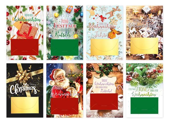 Christmas card with banknote envelope - 80 pieces - 8 designs