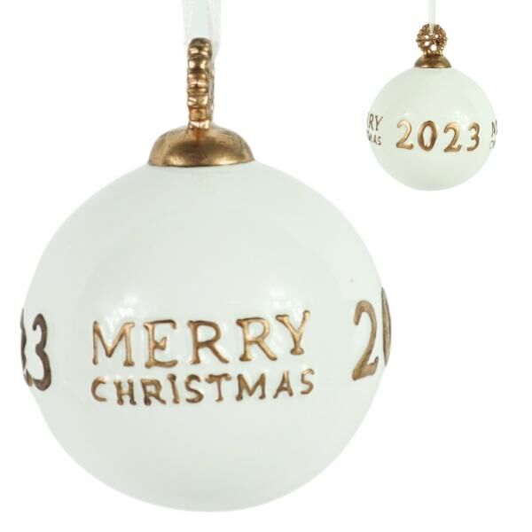 Weihnachtskugel Frohe Weihnachten 2023 Porzellan 11 cm