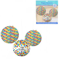 Windlichter Happy Birthday 24 cm 3er Set