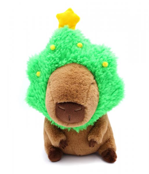 Capybara mit Weihnachtsbaum - Pl&uuml;schfigur - 32 cm