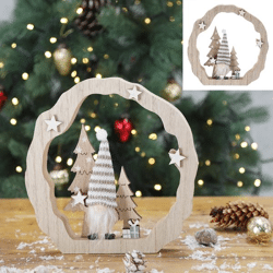 Decorative wooden frame with gnome, 18cmH