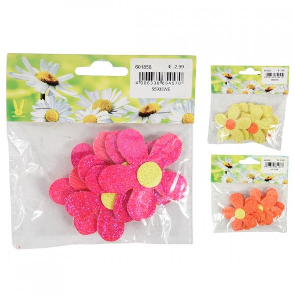 Dekoration Blumen Papier Glitter 6 cm 3 sortiert Satz von 6