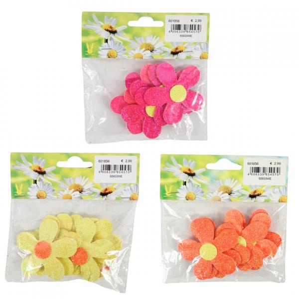 Dekoration Blumen Papier Glitter 6 cm 3 sortiert Satz von 6