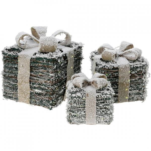 Geschenkbox mit batteriebetriebenen LED-Leuchten 26 cm 3er-Set