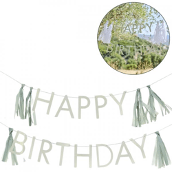 Ginger Ray garland Happy Birthday with fringe 3 m
