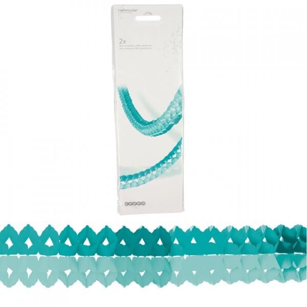 Girlande mini Papier aqua 200 cm 2er Set