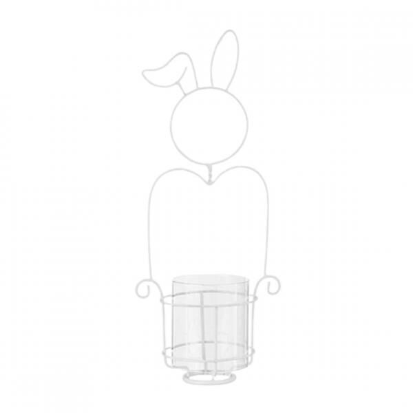 J-Line tea light holder Rabbit white 41,5 cm