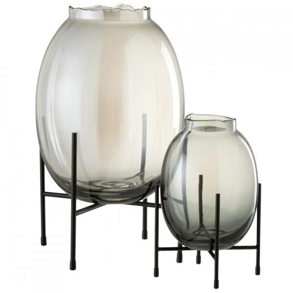 J-Line Vase auf Ständer Rauchglas 28,5 cm