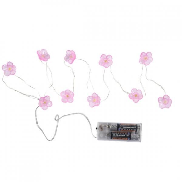 Lichterkette Blumen rosa LED auf Batterie 120 cm