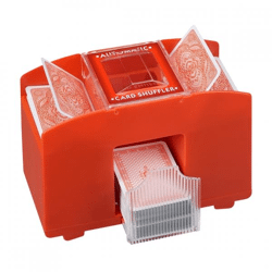 Relaxdays batteriebetriebene Karten-Mischmaschine rot 4 Decks