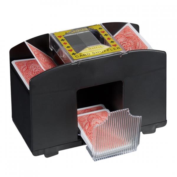 Relaxdays batteriebetriebene Kartenmischmaschine schwarz 4 Decks