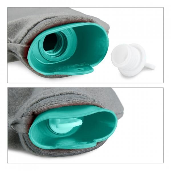 Relaxdays Wärmflasche mit Hülle türkis/grau 2 L