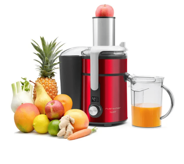 Riviera & Bar PCJ677 Digital Entsafter Edelstahl Rot – Zentrifugalentsafter für frische Säfte