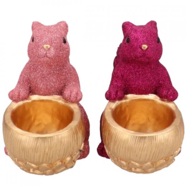 Schale Jingle Eichhörnchen sitzend grün/gold 17 cm 2fach sortiert