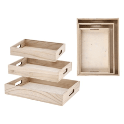 Serving tray, natural, set of 3, approx. 38x28cm