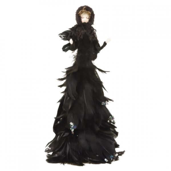 Statue Feder Engel schwarz 50 cm