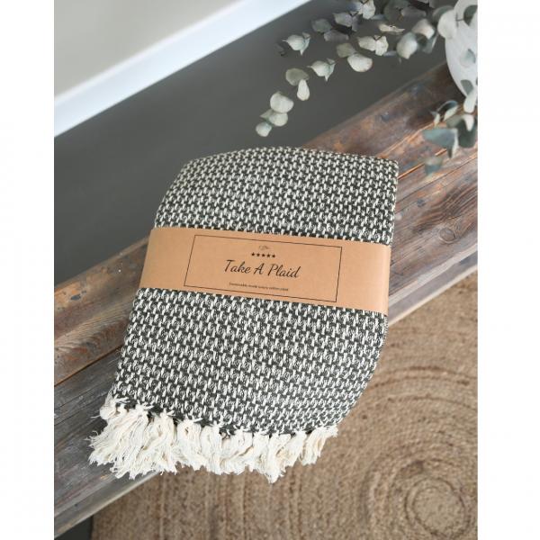 Take a Plaid 35 aus recycelter Baumwolle, armeegrün 130 x 180 cm