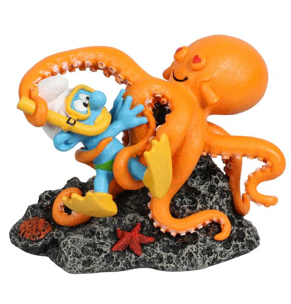 Taucherschlumpf mit Octopus - Deko-Figur
