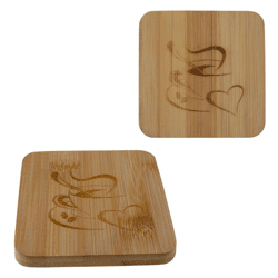 Coaster square bamboo, 10cmD