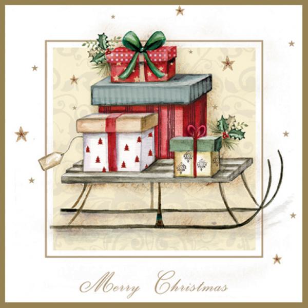 20 Servietten / Napins 33 x 33 cm - Merry Christmas Sleigh - Christmas
