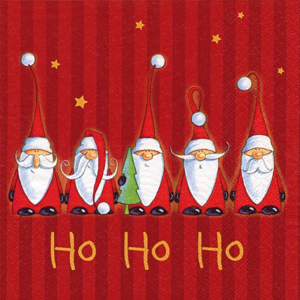 20 Servietten / Napins 33 x 33 cm - Santas singing Ho Ho Ho - Christmas