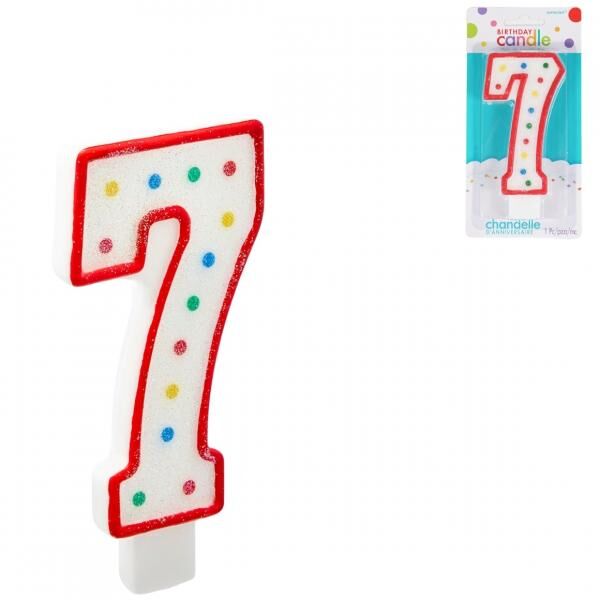 Amscan Kuchen Kerze Figur 7 weiß 13 cm