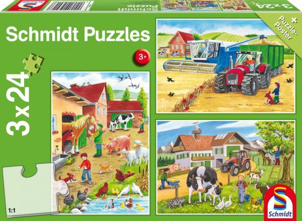 Auf dem Bauernhof - 3x 24 Teile Puzzle