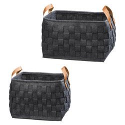 Storage basket, felt, anthracite, set of 2