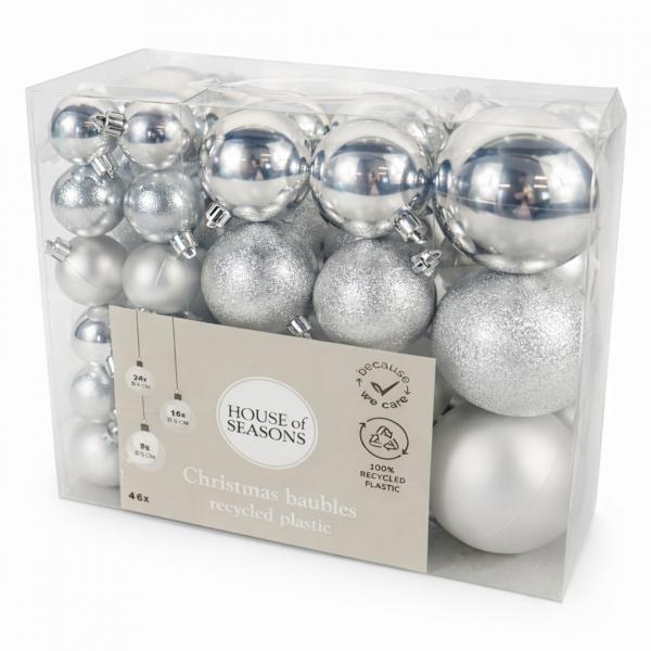 Christbaumkugeln Silber 46 Stück