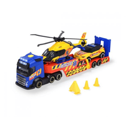 Dickie Toys - Set of 3 rescue vehicles (Volvo truck with transporter, car & Airbus helicopter)
