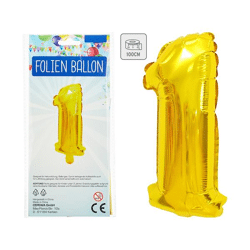 Foil balloon, number, 1, approx. 100cmH, gold