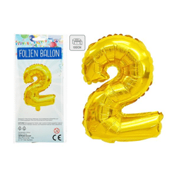 Foil balloon, number, 2, approx. 100cmH, gold