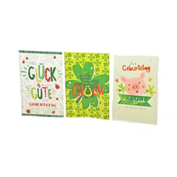 Birthday card happiness - 100 pieces - 3 motifs - 11.5 x 17.5 cm