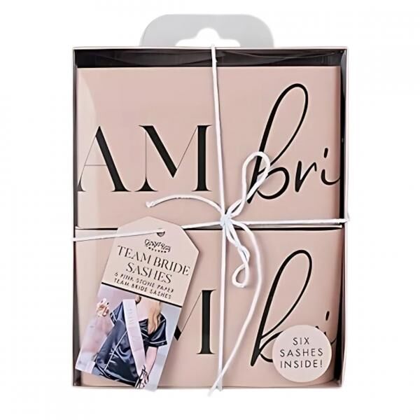 Ginger Ray sash Team Bride pink set of 6